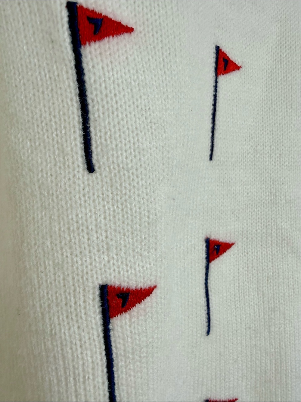 Vintage Golf Flag Sweater Country Club Prep V Neck Golfcore Fall Knit - Picture 6 of 8